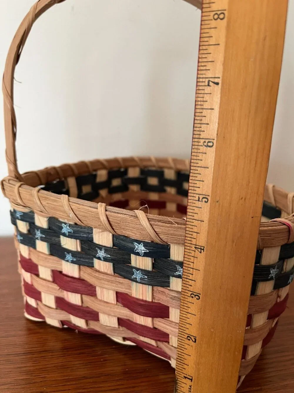 Patriotic Heart Shaped Wicker Basket